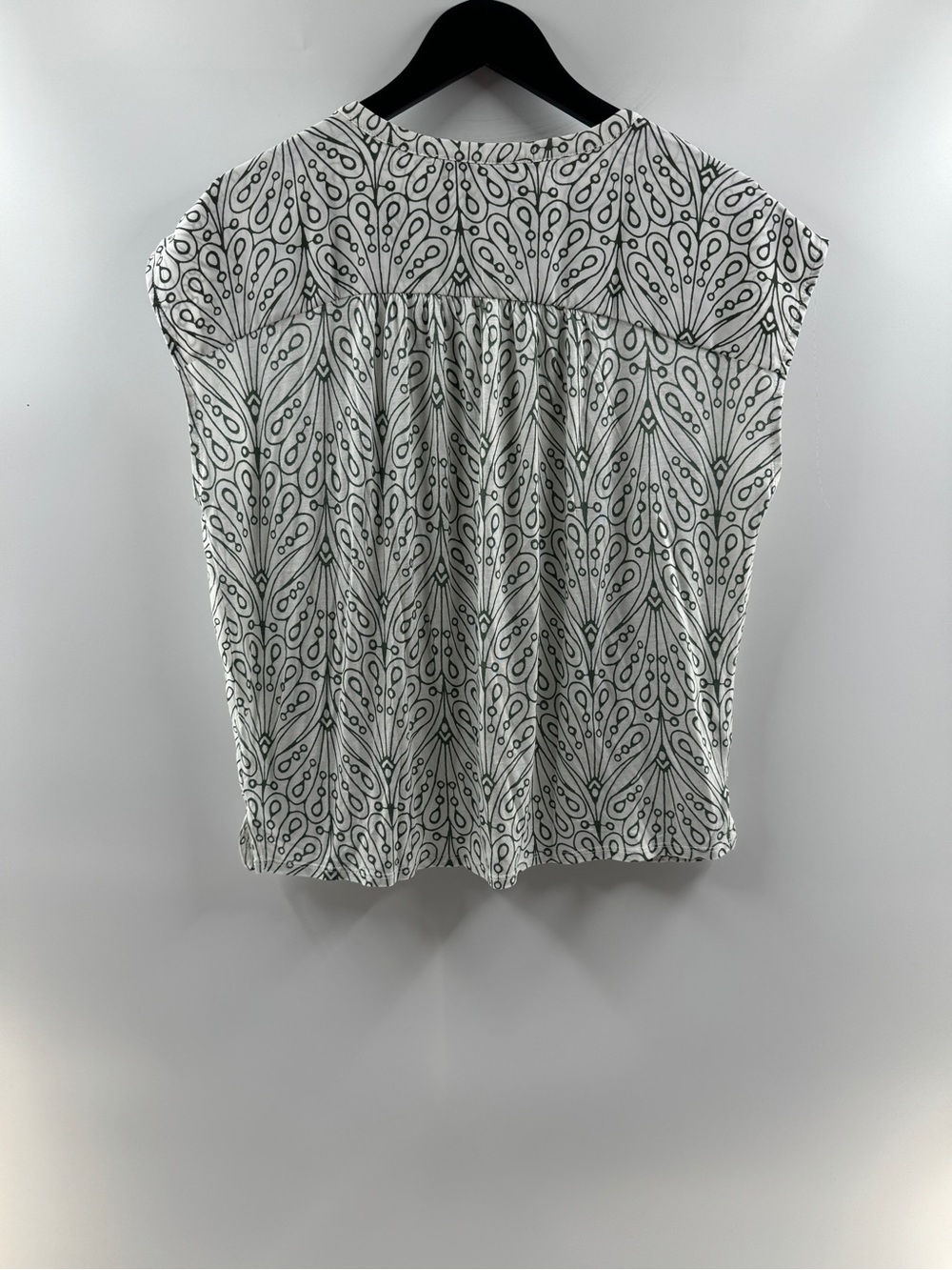 LOFT NWT White & Green Printed Short Sleeve Blouse – Women's Medium - Picture 6 of 8